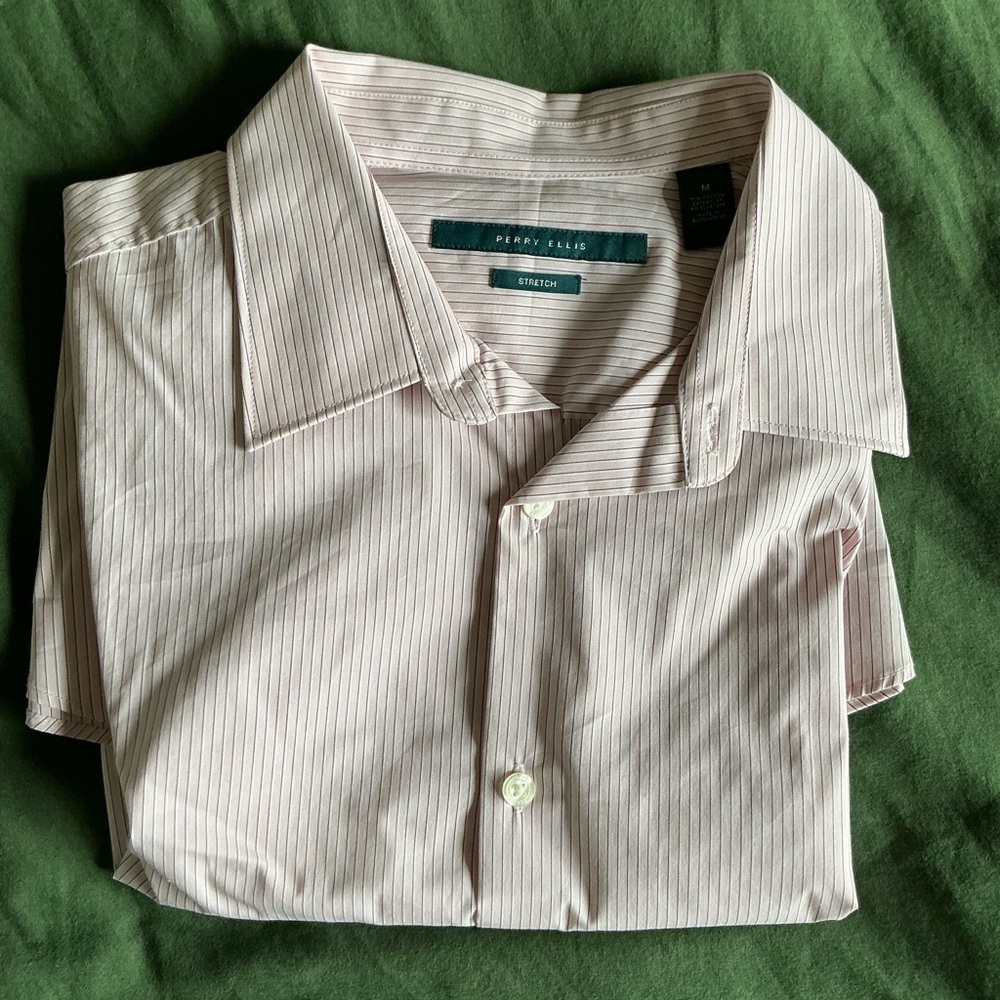 Perry Ellis Men's Light Pink Striped Dress Shirt